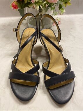 Talbots Navy/Indigo Cork Wedge Sandals